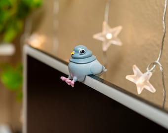 Aesthetic imac webcam camera cover and desktop decor - cute pigeon - handpainted