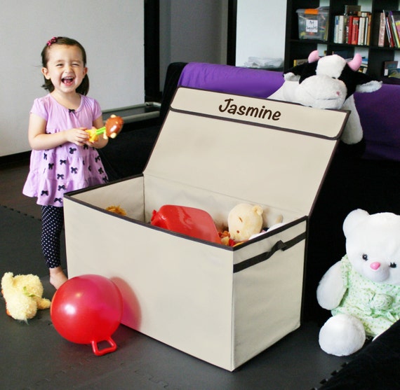 Personalized Toy Box Durable Fabric Stores Flat Kids Etsy