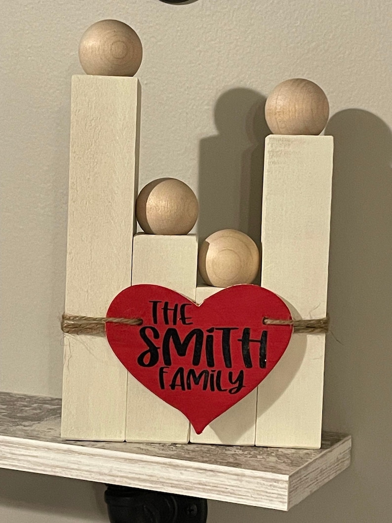 View of Personalized Wooden Block Family Home Decor Family Name - Etsy