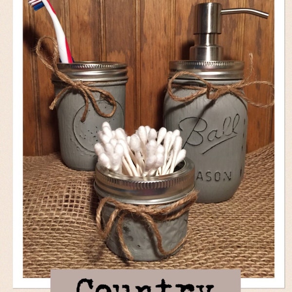 Mason Jar Bathroom Set Etsy