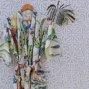 Peacock Womens kimono robes jacket summer cotton long short plus size cardigan kimono jacket bridesmaid bathrobe japanese hippie boho beach