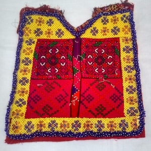 Vintage Handmade afghani Banjara Neck Yoke with Beaded work and embroidery,Beautiful handmade patch to embellish your jacket,shirt and denim