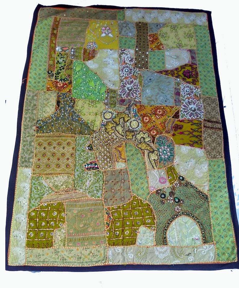 Wall art Vintage Beaded work Wall hanging Patchwork wall tapestry,wall hanging for home decor,welcome tapestry,Bohemian Door Hanging
