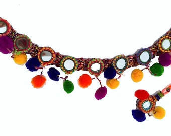 long handmade belt,High Waist Belt, Tie Belt, Lisu,Colorful Pom Pom belt,Textile Art Belt, Asian Folk Belt,hand knit rustic,hippie,boho chic