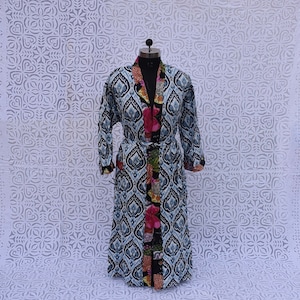 Blue Cotton Royal Print Kimono,Boho dress,Kimono jacket,Kimono dress,Floral Swimsuit Kimono,Bohemian hippie night gown swimwear beachwear