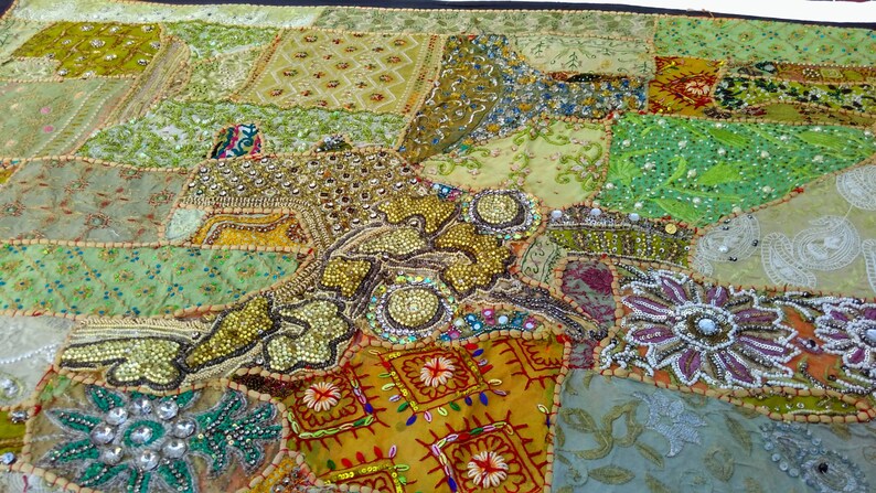 Wall art Vintage Beaded work Wall hanging Patchwork wall tapestry,wall hanging for home decor,welcome tapestry,Bohemian Door Hanging