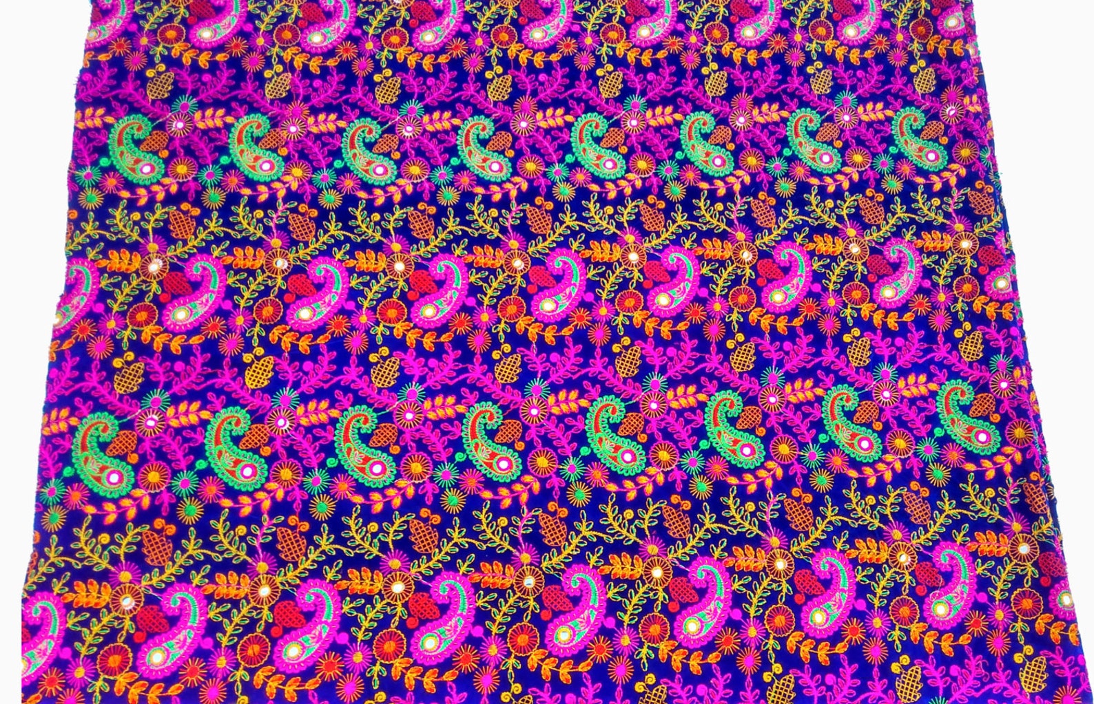 Blue Velvet Embroidered Fabric for Craftingspun Fabric for | Etsy