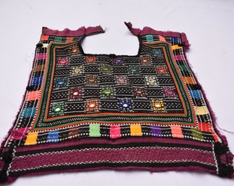 Vintage Beautiful Hand Embroidery and Beads Work Neck Yoke / A Fabric to Embellish your Clothing and Interior. handmade patch 40