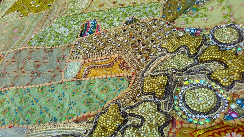 Wall art Vintage Beaded work Wall hanging Patchwork wall tapestry,wall hanging for home decor,welcome tapestry,Bohemian Door Hanging