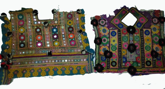 2 Pcs SET of Vintage Banjara yoke,Mirror Work yoke