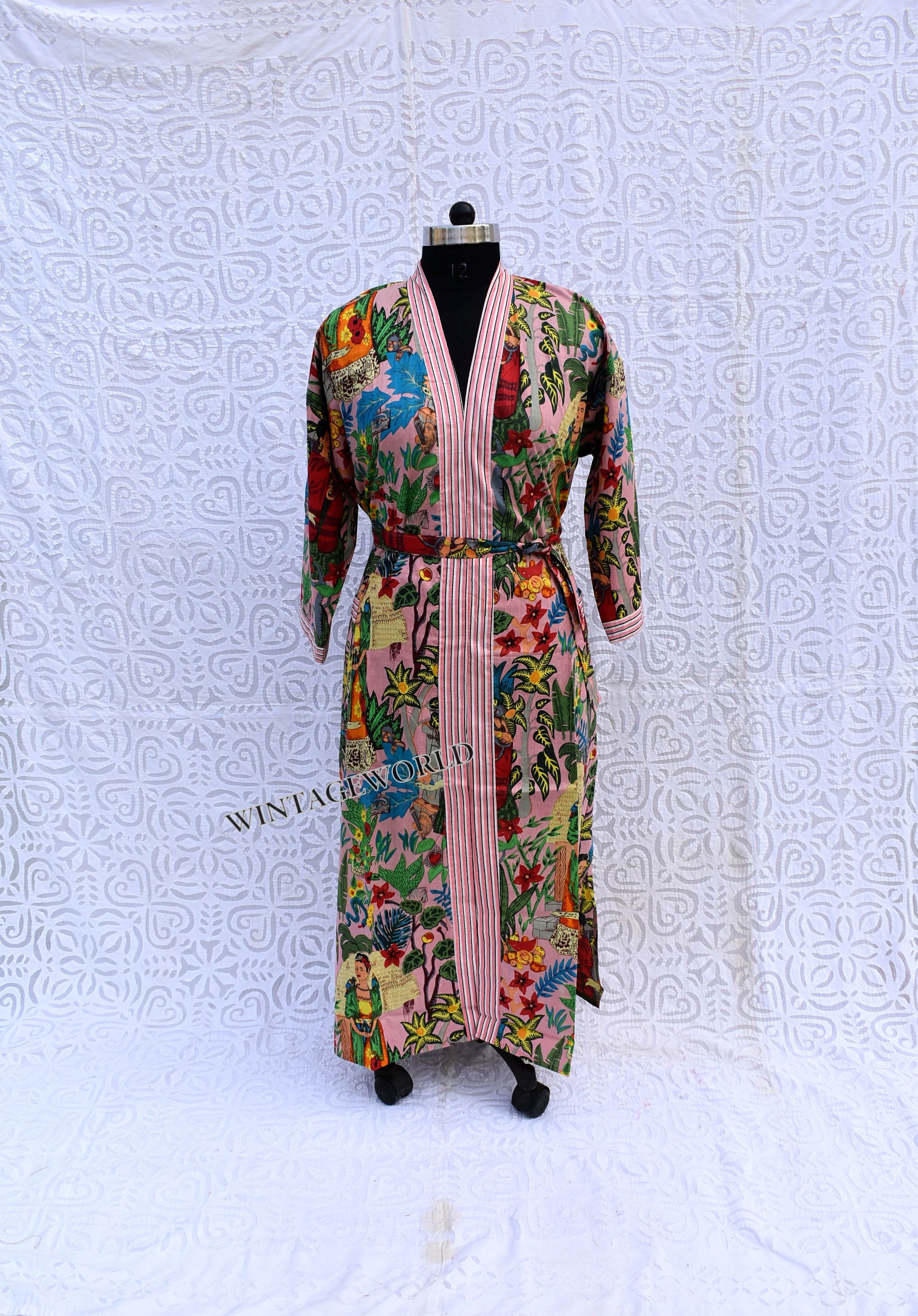 Cotton Short/long Pink Foral Hippie Womens Kimono Dress Bath - Etsy