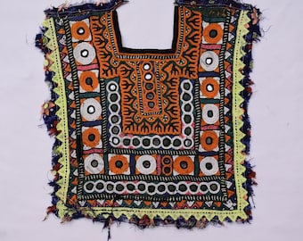 Beaded embroidery Vintage Handmade Banjara Neck Yoke with mirror work and embroidery,Hand Embroidery and Beads Work Neck banjara fabric42