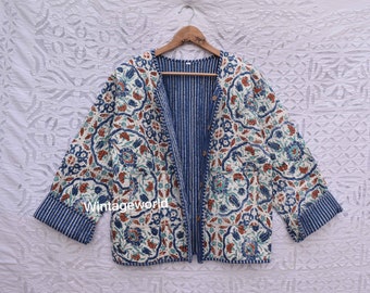 Cotton Reversible women Flower Quilted Jacket vintage Winter summer Fashion,unisex jackets patchwork Bohemian Style embroidery short coat