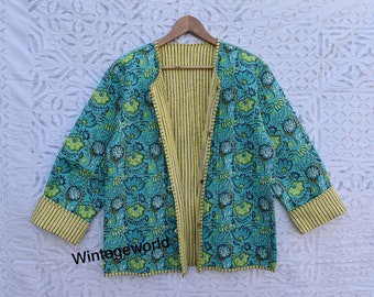 Cotton Reversible women Flower Quilted Jacket vintage Winter summer Fashion,unisex jackets patchwork Bohemian Style embroidery short coat