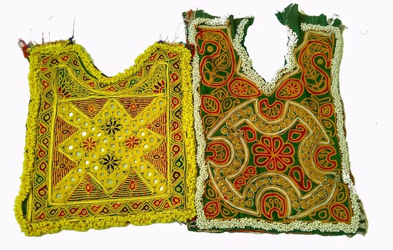 2 Pcs SET of Vintage Banjara yoke,Mirror Work yoke