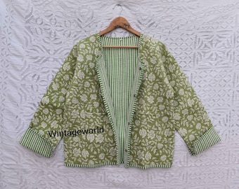 Cotton Reversible women Flower Quilted Jacket vintage Winter summer Fashion,unisex jackets patchwork Bohemian Style embroidery short coat