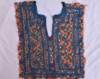 Very Fine Vintage Handmade Banjara Neck Yoke with mirror work and embroidery. Beautiful handmade patch to embellish your jacketshirt,denim22