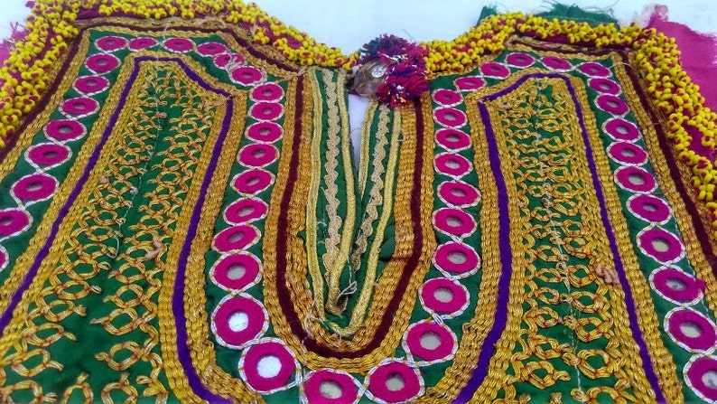Very Fine mirror banjara work Vintage Handmade Banjara Neck Yoke with mirror work and embroidery,Beautiful handmade patch to embellish dress