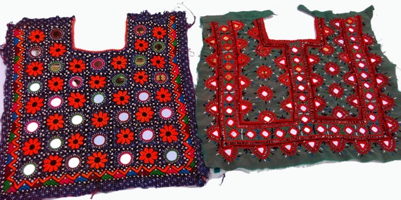 2 Pcs SET of Vintage Banjara yoke,Mirror Work yoke