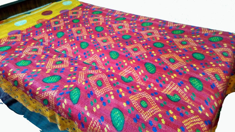 Kantha,Kantha Quilt,Picnic throw,Bedcover,Bed Cover,Table Cloth,throw,Picnic Sheet,Yoga Mat,sheet,baby Quilt,blanket,picnic blanket,sheet image 4