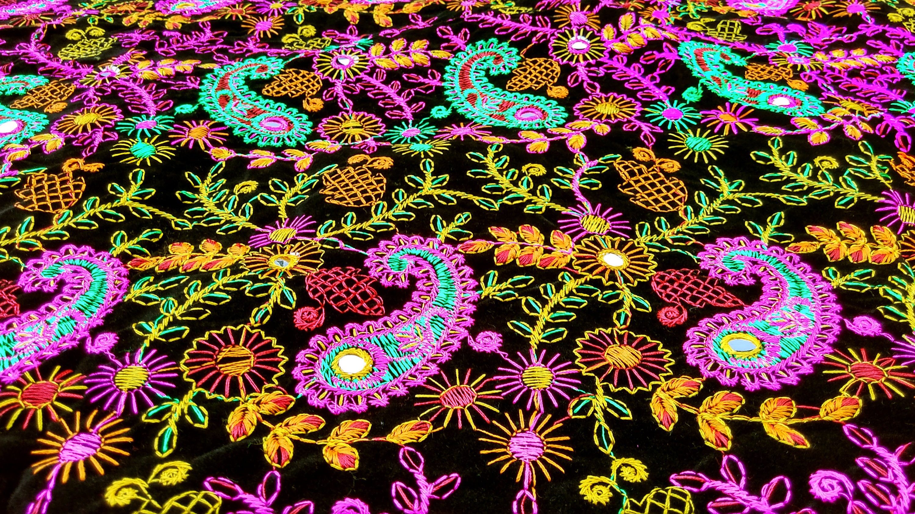 Black Velvet Embroidered Fabric for Crafting Hand Spun Fabric Etsy