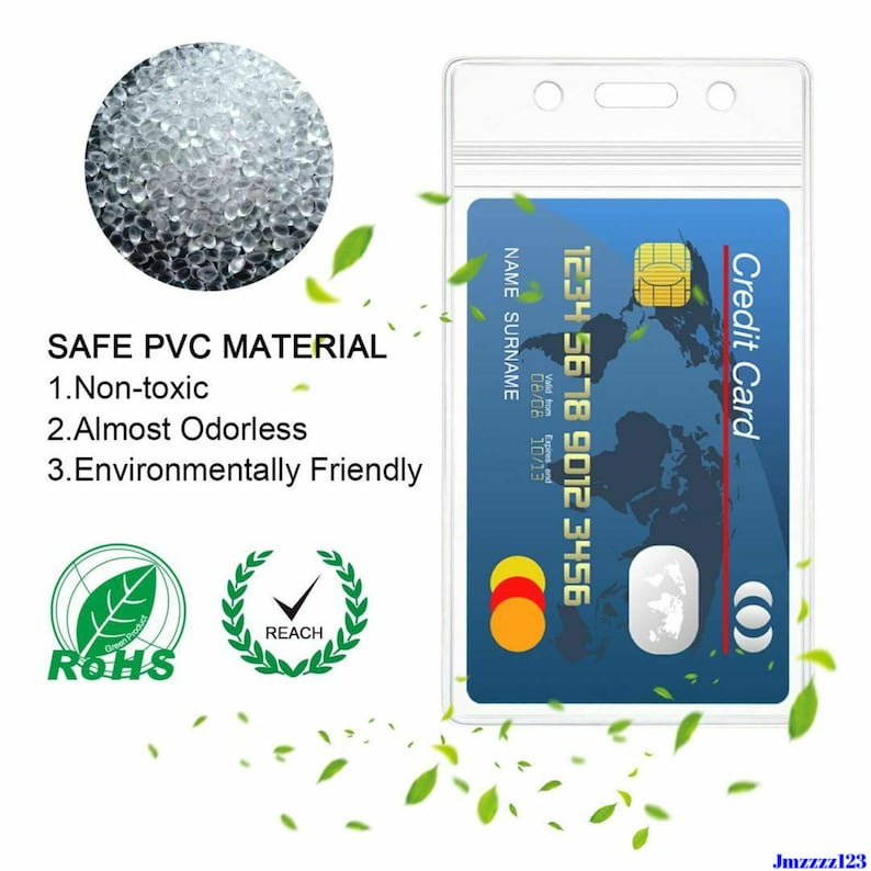 5 PCs Clear Plastic Vertical ID Card Holder with ZIPPER image 4