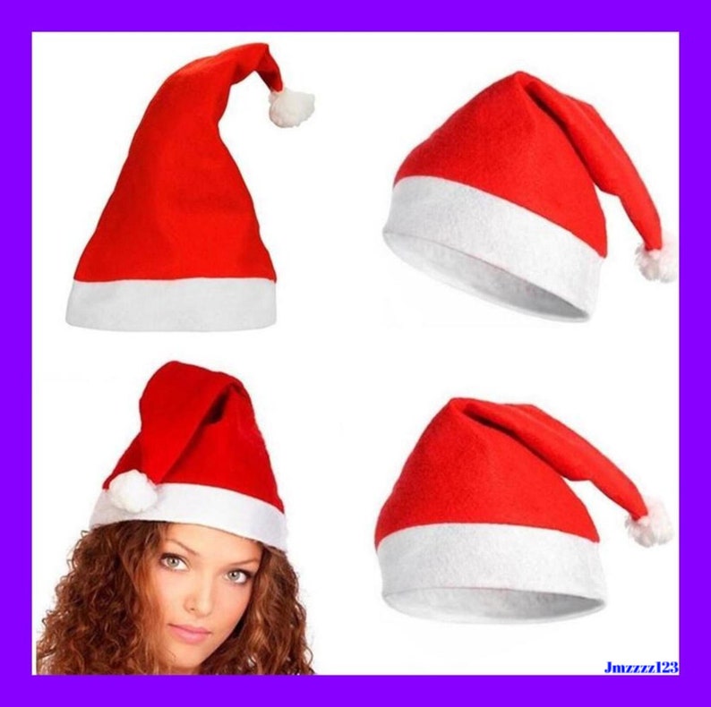 Santa Hat Red Christmas Fluffy Soft Xmas Cap Holiday Costume Etsy