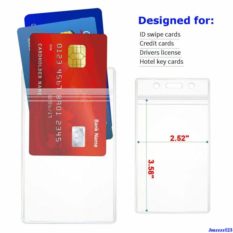 5 PCs Clear Plastic Vertical ID Card Holder with ZIPPER image 3