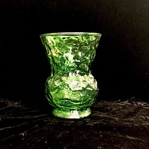 E O Brody Glass Co MCM green crinkle glass vase one
