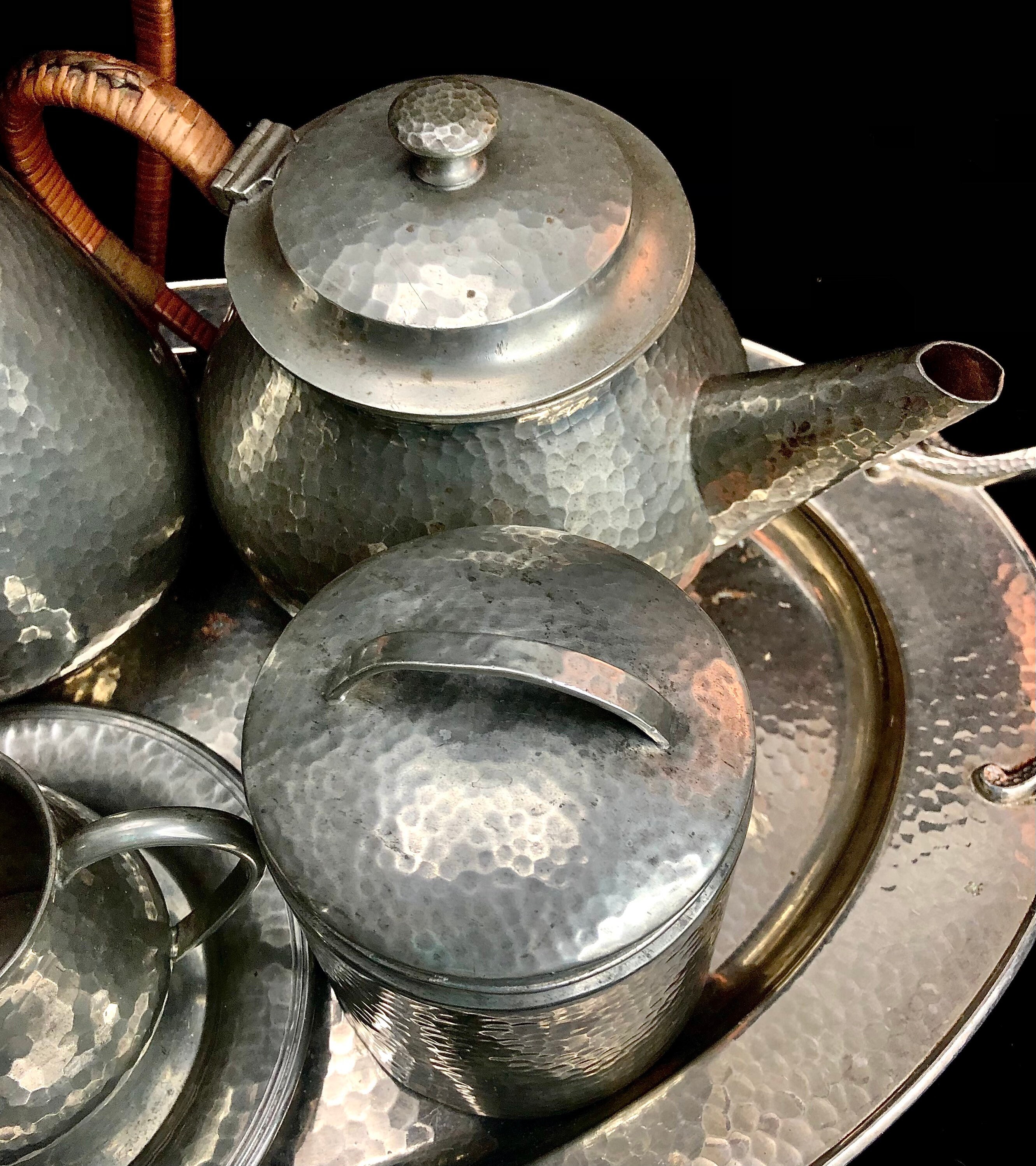 English Hammered Pewter Tea Set Etsy