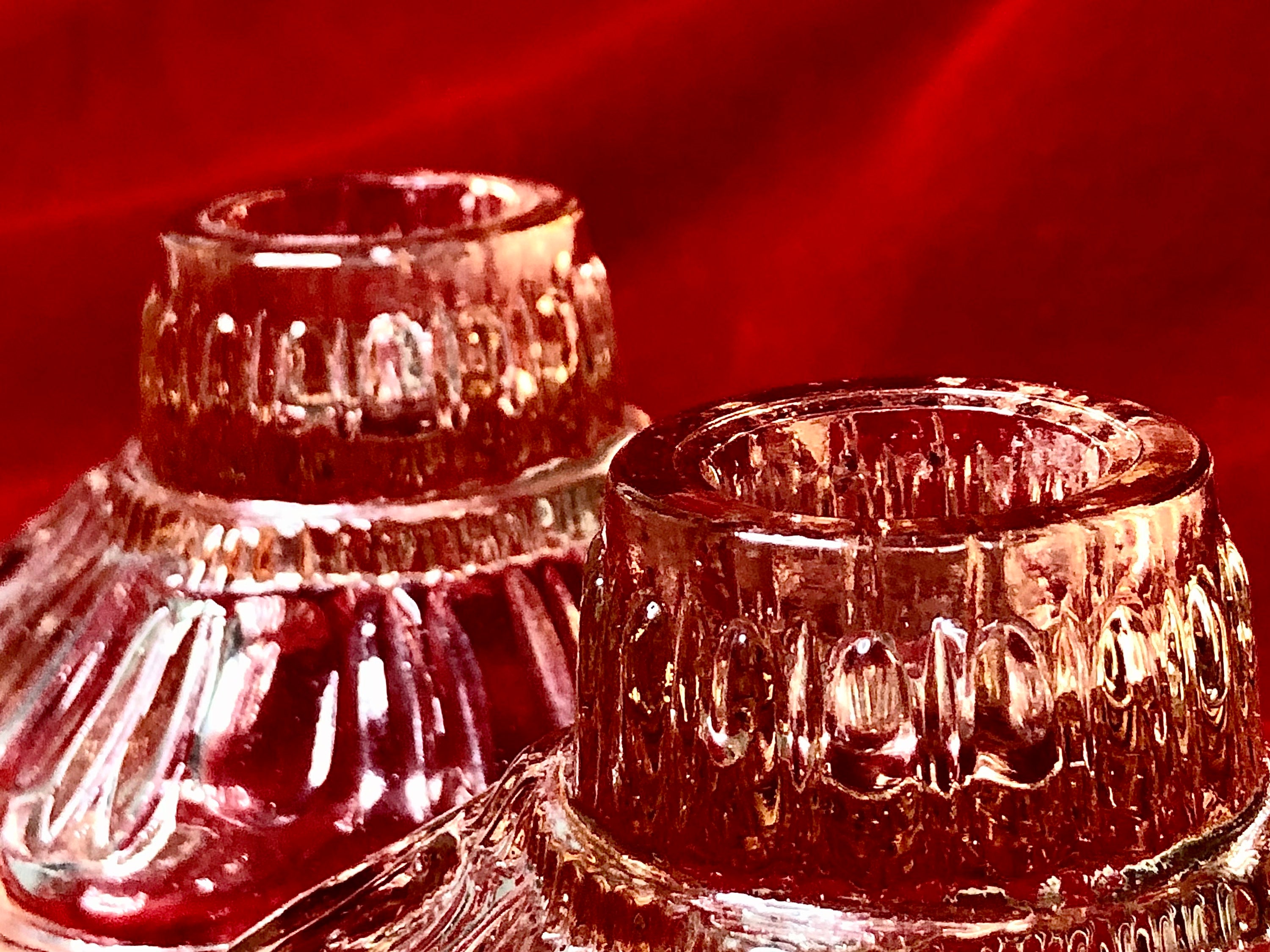 Pink depression glass candle holders Etsy