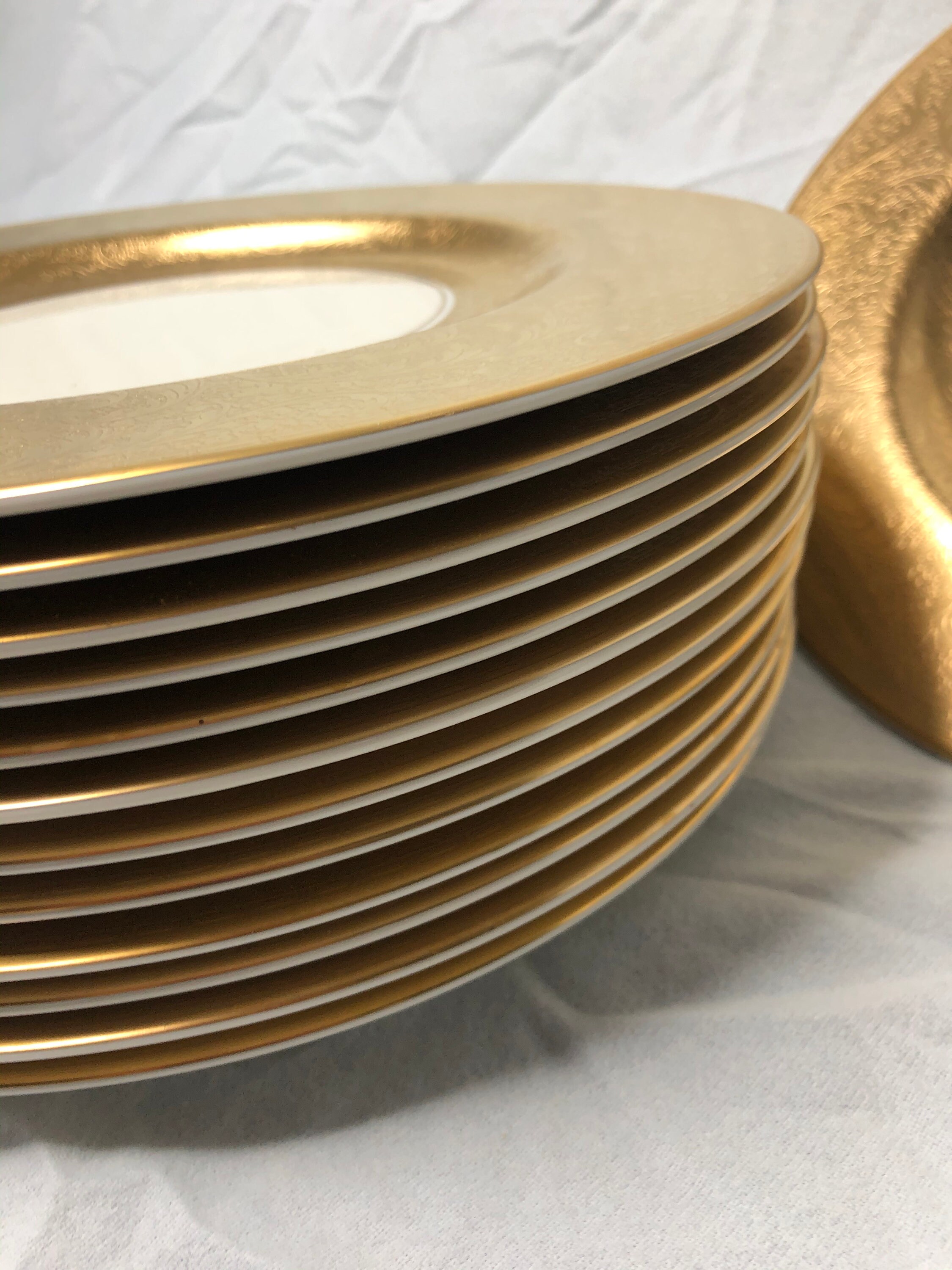 Picard Plates with 3 Inch 22 karat gold encrusted edge Etsy