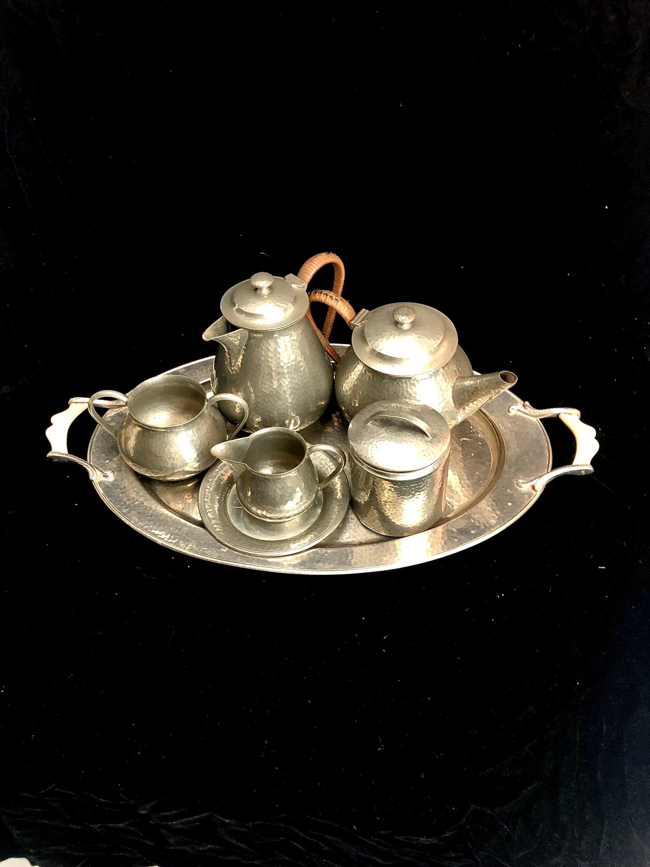 English Hammered Pewter Tea Set Etsy