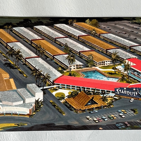 Vintage Stardust Hotel Las Vegas postcard (artist rendition of aerial view )