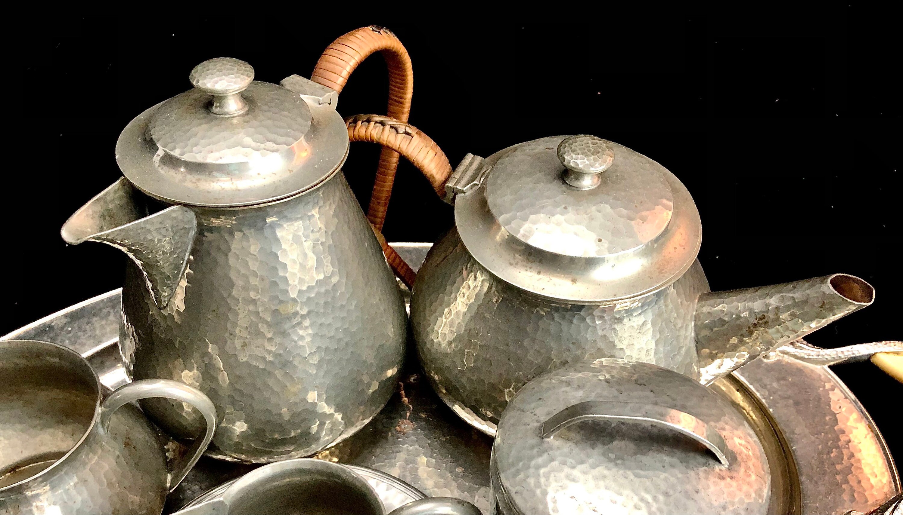 English Hammered Pewter Tea Set Etsy