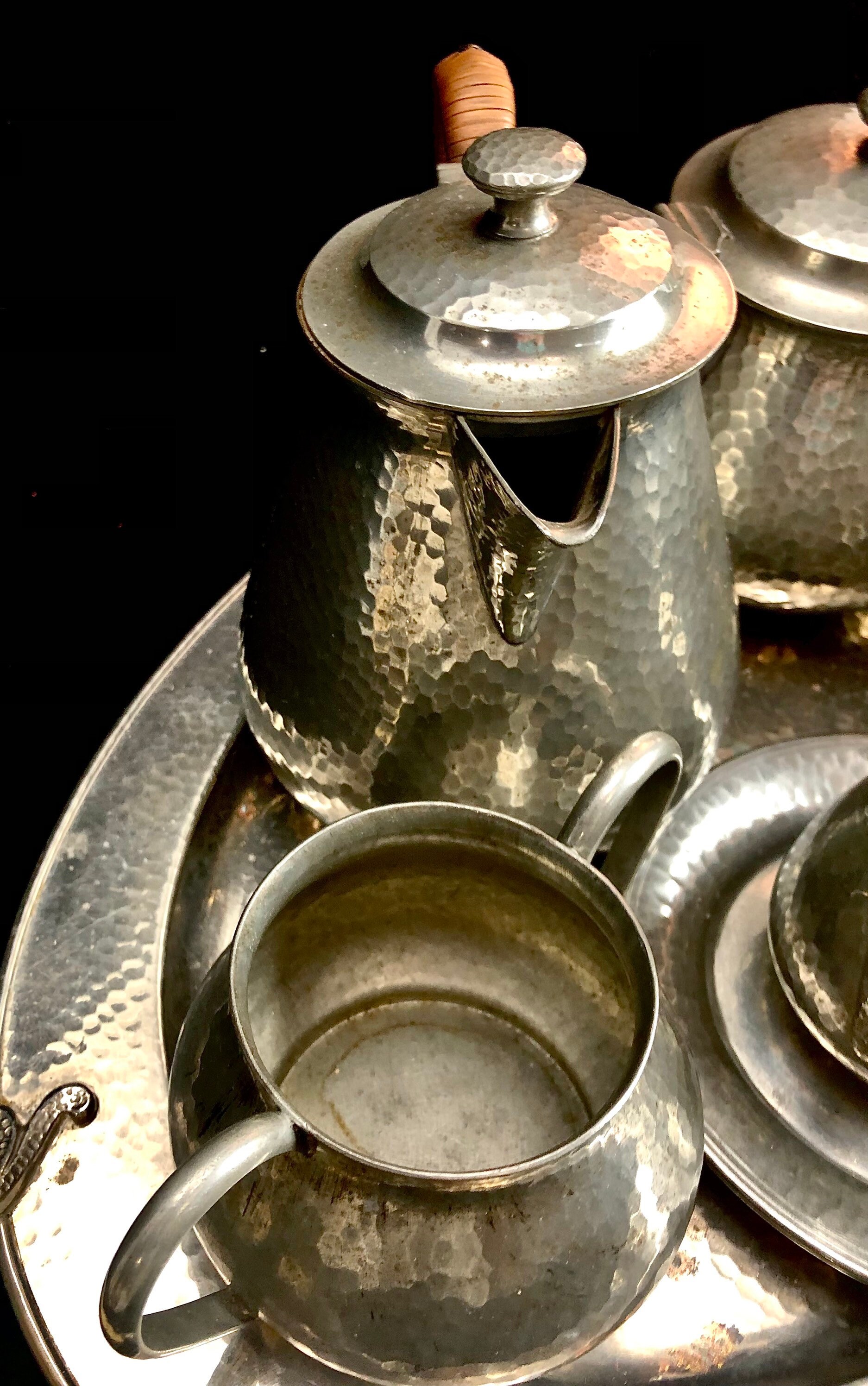 English Hammered Pewter Tea Set Etsy