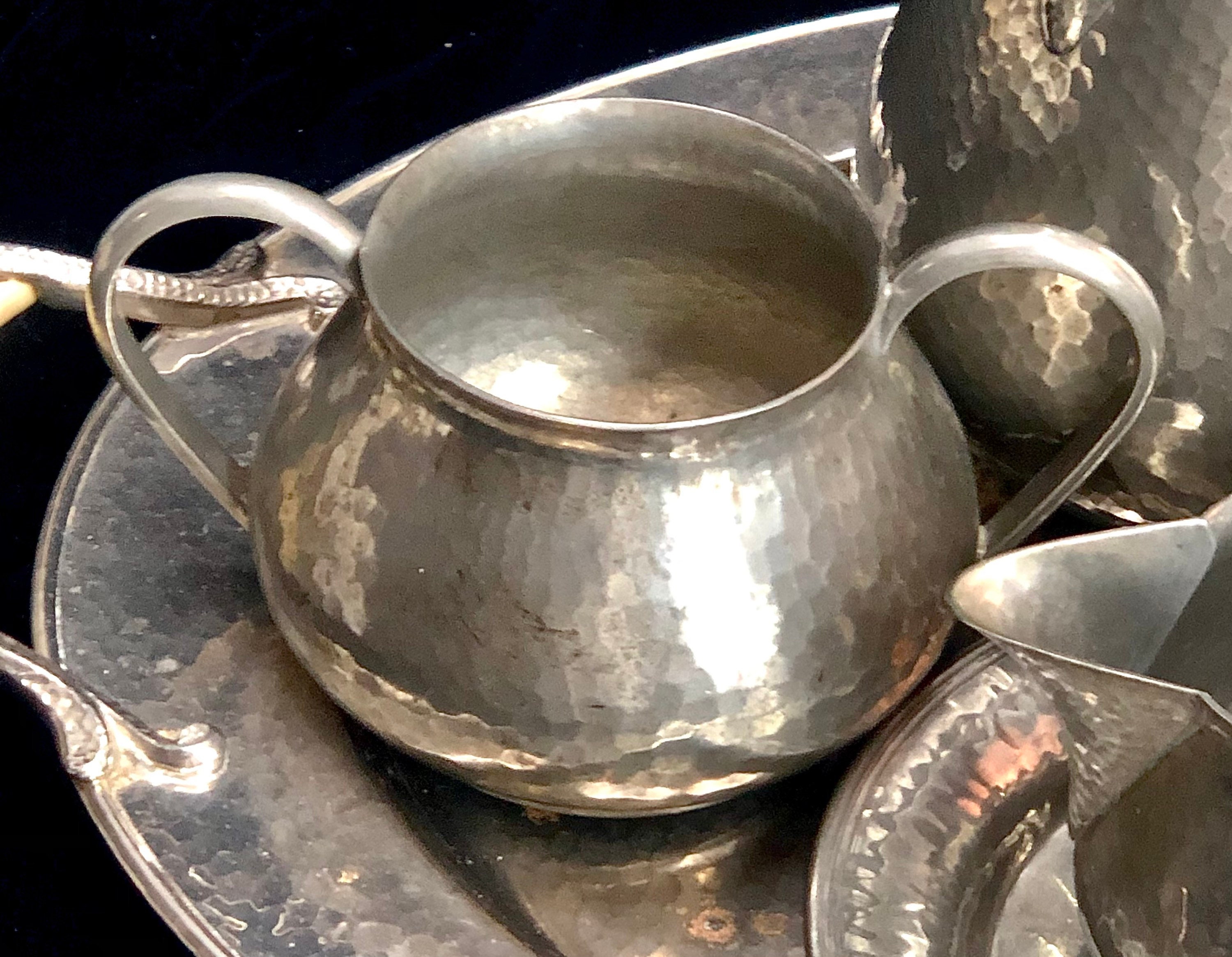 English Hammered Pewter Tea Set Etsy