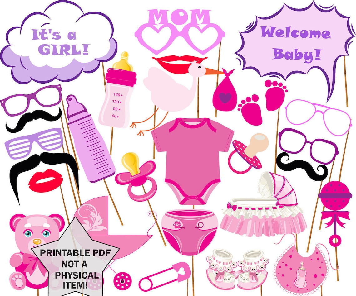Baby Shower Photo Props baby GIRL Props Its a Girl Printable Photo