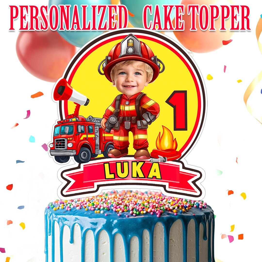 Fire Fighter Topper Firefighter Birthday Cake Topper, Personalized Police Cake Topper ...