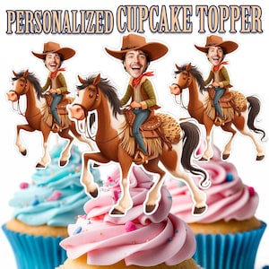 Cowboy Cupcake Topper, Cowboy Cupcake Topper, druckbare benutzerdefinierte Foto Cowboy Cupcake Topper, Geburtstagsdekoration, Wilder Westen Toppers