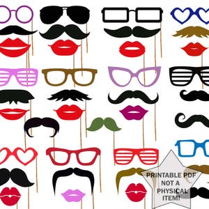 Photo Booth Props Printable Props Printable Mustache Photo Booth Props ...