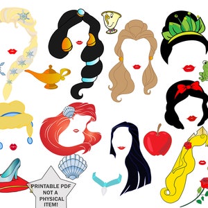 Princess Photo Booth Props Princess Party Props Princesse Etsy France