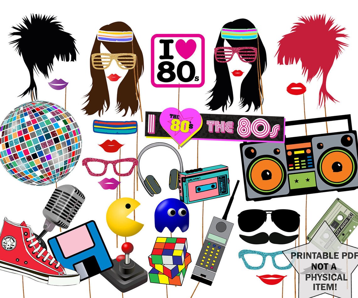 80s Photo Booth Props: 80'S PARTY PROPS | Etsy