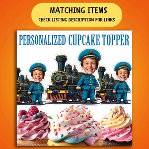 Custom Face Train Birthday Invitation: Loco Pilot Party (Digital) image 5
