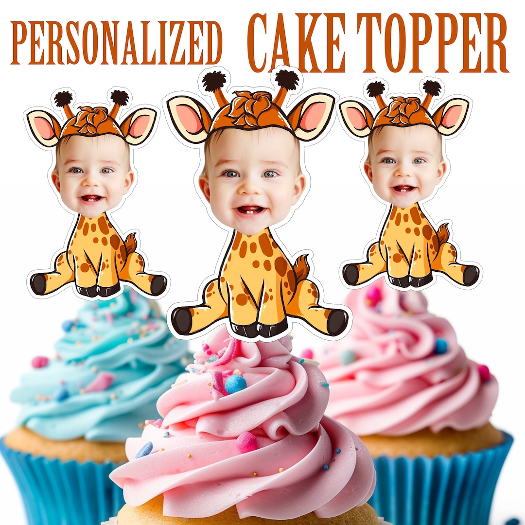 Giraffe Cupcake Topper, Personalized Giraffe Cupcake Topper, Printable ...