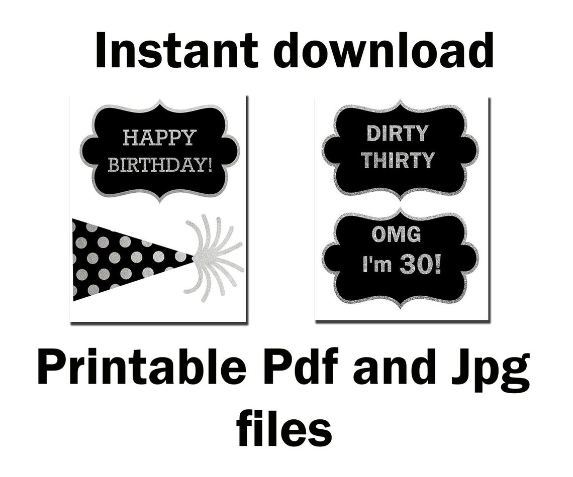 30th Birthday Photo Booth Props: printable PARTY - Etsy