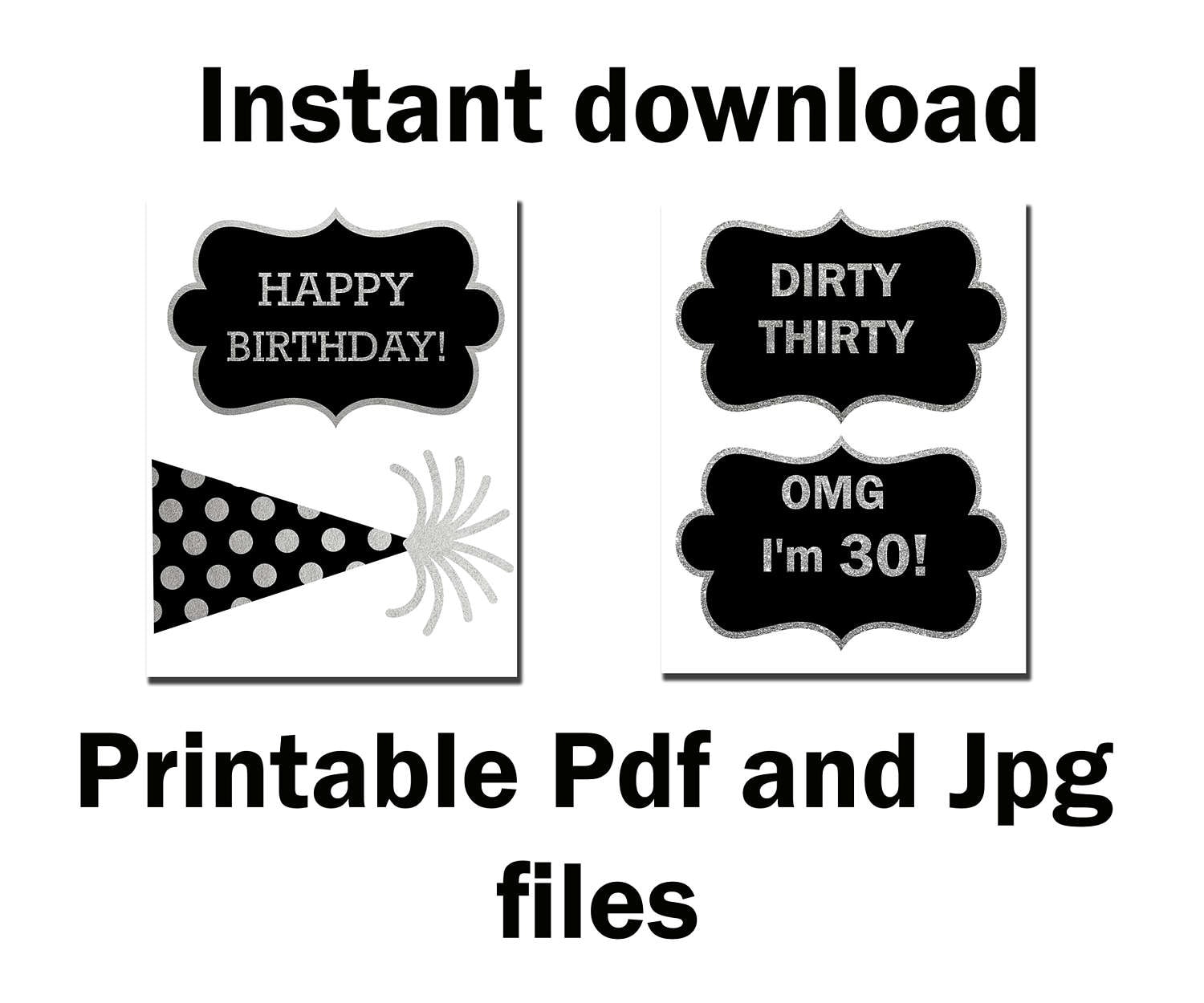 30th Birthday Photo Booth Props: printable PARTY - Etsy