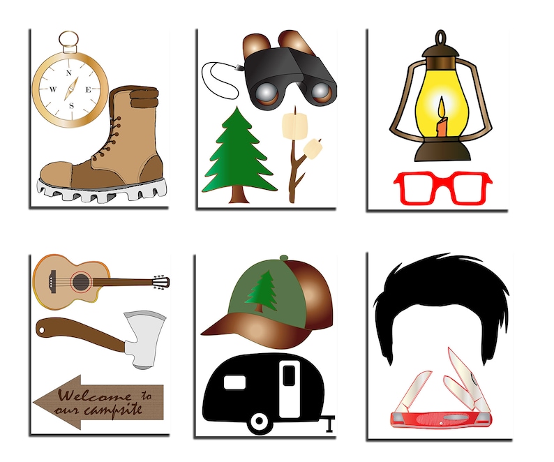 Camping Party Photo Booth Props: printable CAMPING - Etsy