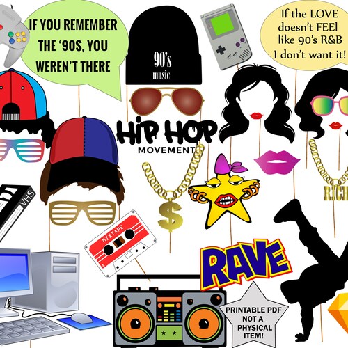 90s Photo Booth Props: 90s PARTY Props 90s Themed - Etsy
