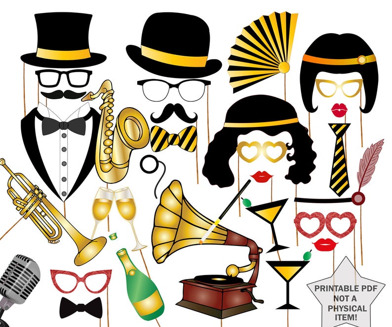 20s Party Photo Booth Props: gatsby PHOTO Props - Etsy